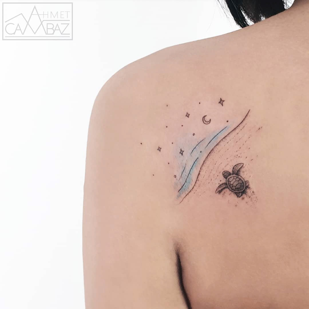 tiny see turtle tattoo
